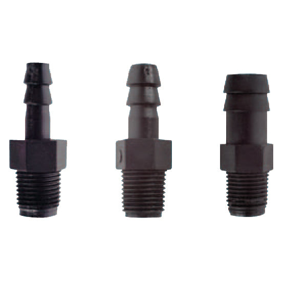 Male Tubing Adapters, 1/8” to 1/2”